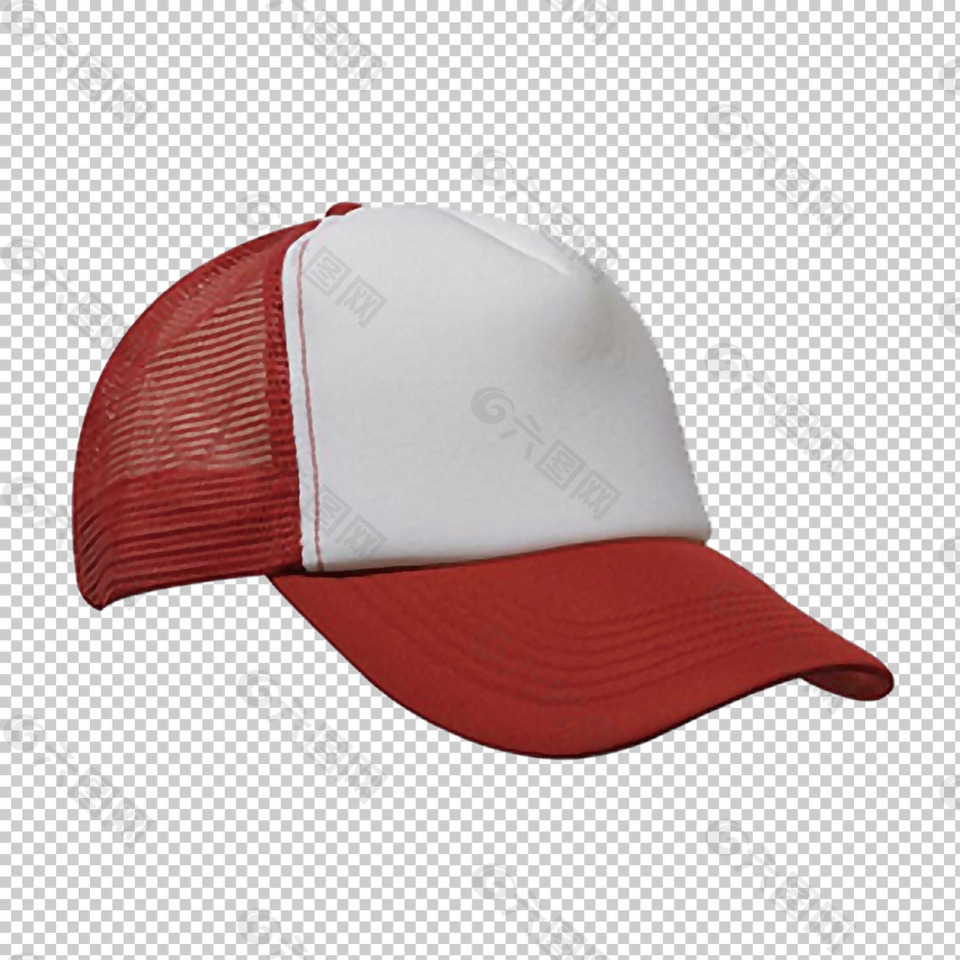 红白颜色棒球帽免抠png透明图层素材