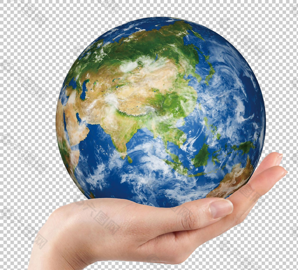 手捧蓝色地球免抠png透明图层素材