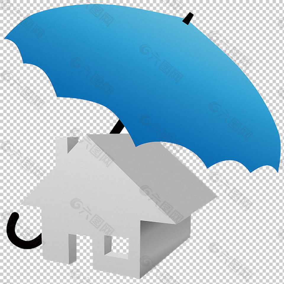 蓝色的伞不动产保险免抠png透明图层素材