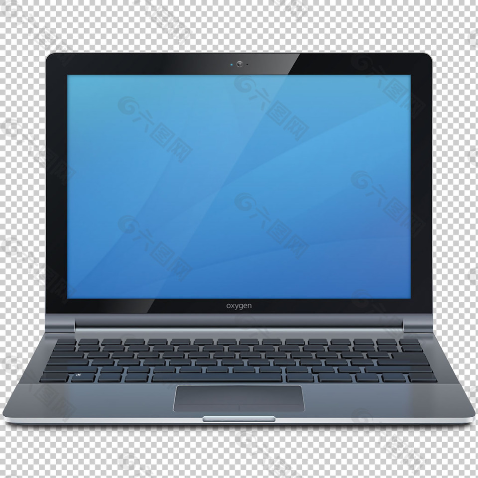 蓝色屏幕笔记本电脑免抠png透明图层素材