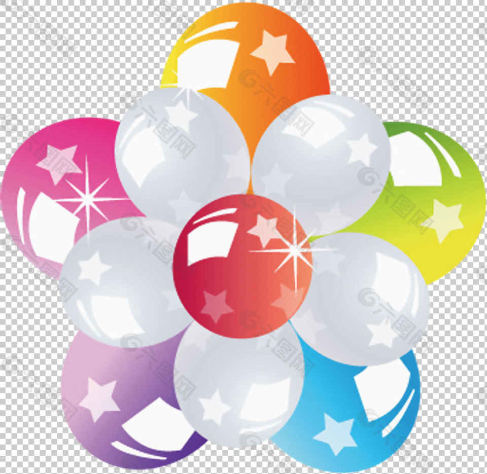 彩色气球拼成的五角星免抠png透明素材