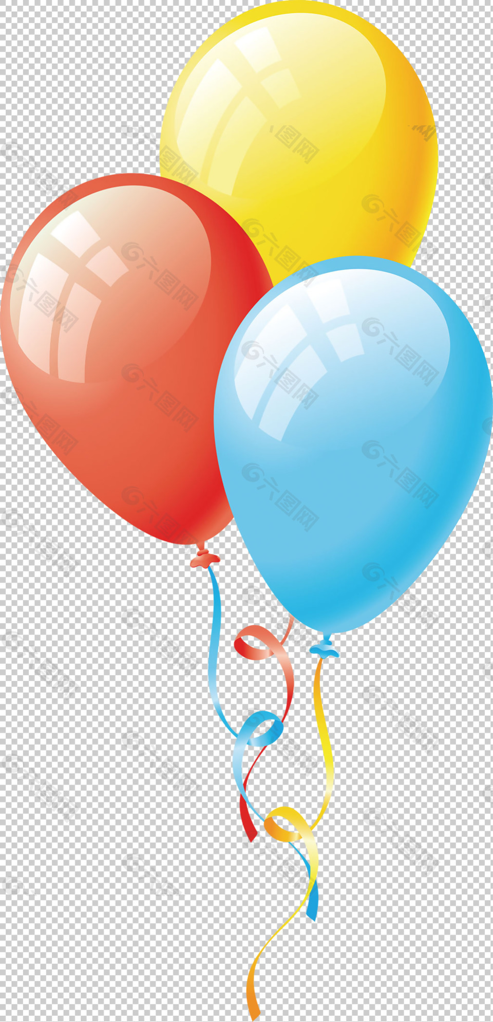 三个彩色气球免抠png透明图层素材