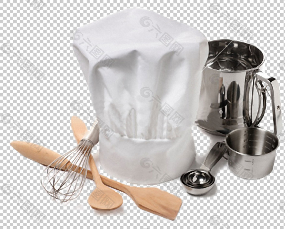 金属餐具和木勺子免抠png透明图层素材