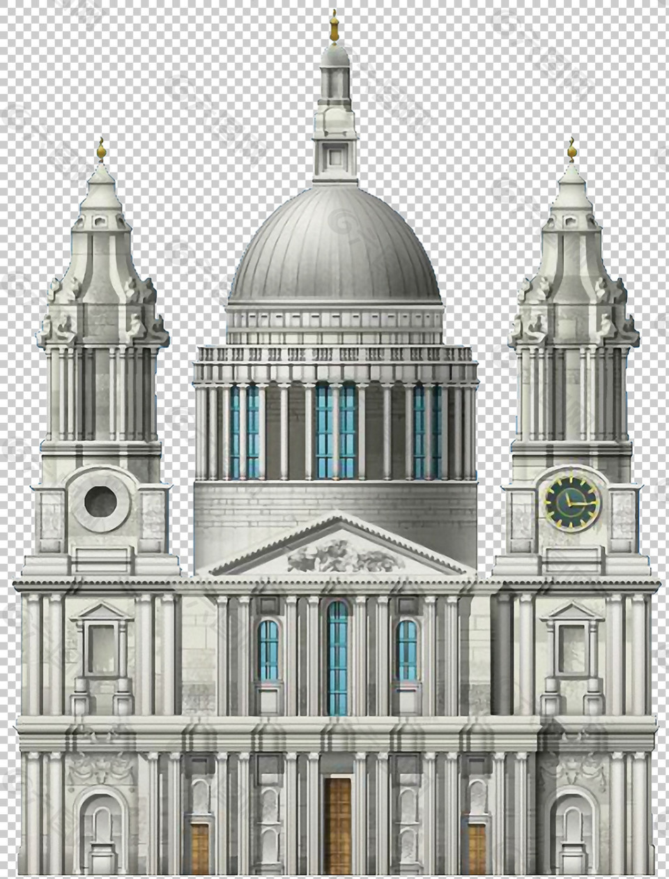 手绘漂亮雄伟的大教堂免抠png透明素材