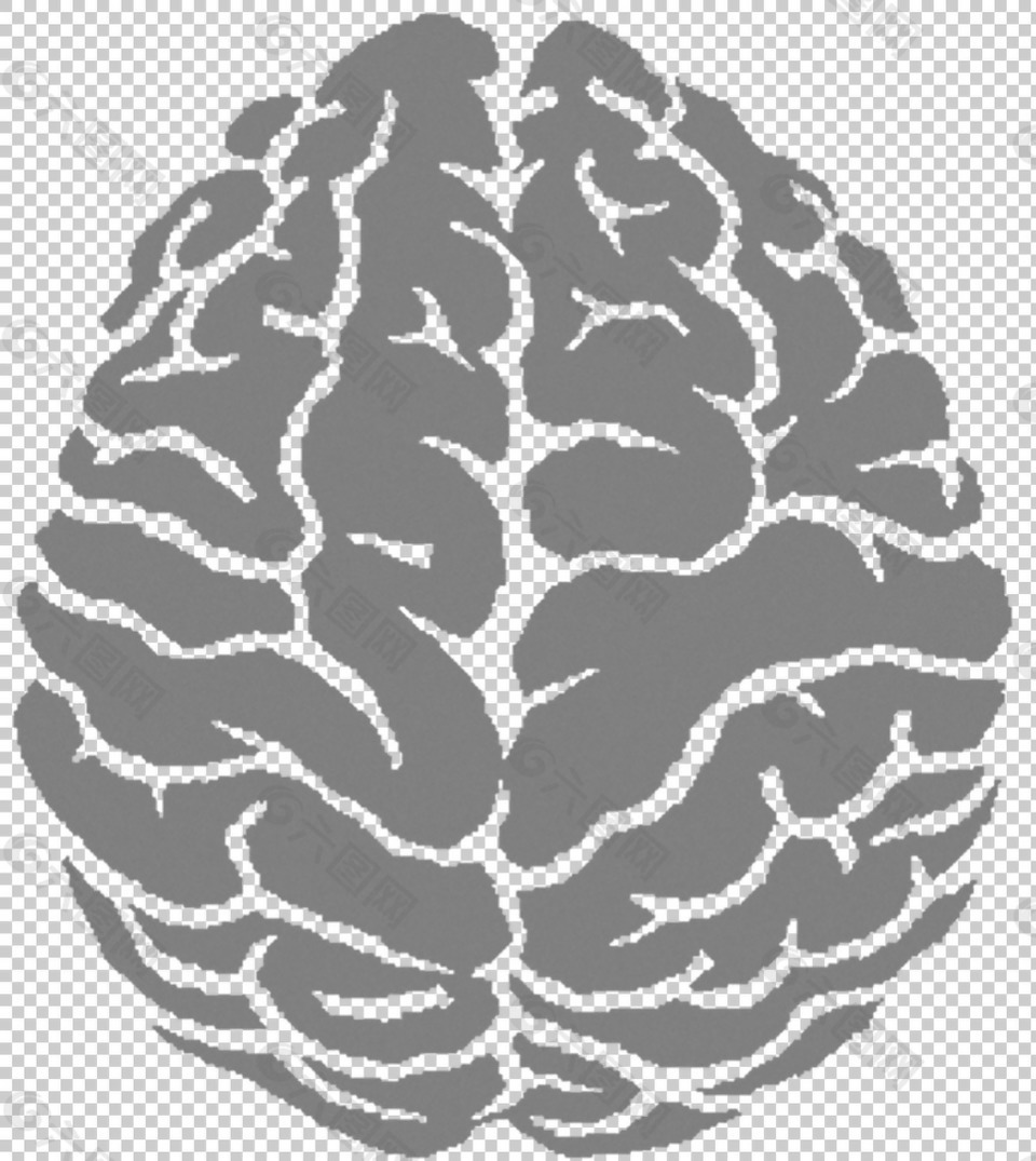 灰色大脑图免抠png透明图层素材