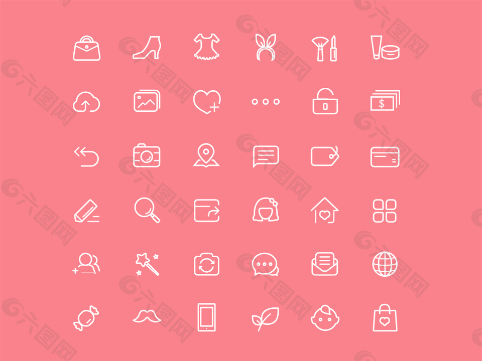 白色服装网页线条icon图标设计