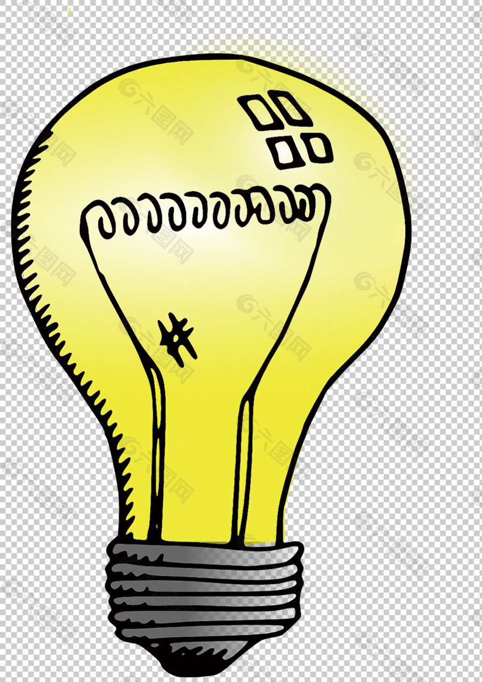 手绘创意黄色的灯泡免抠png透明图层素材