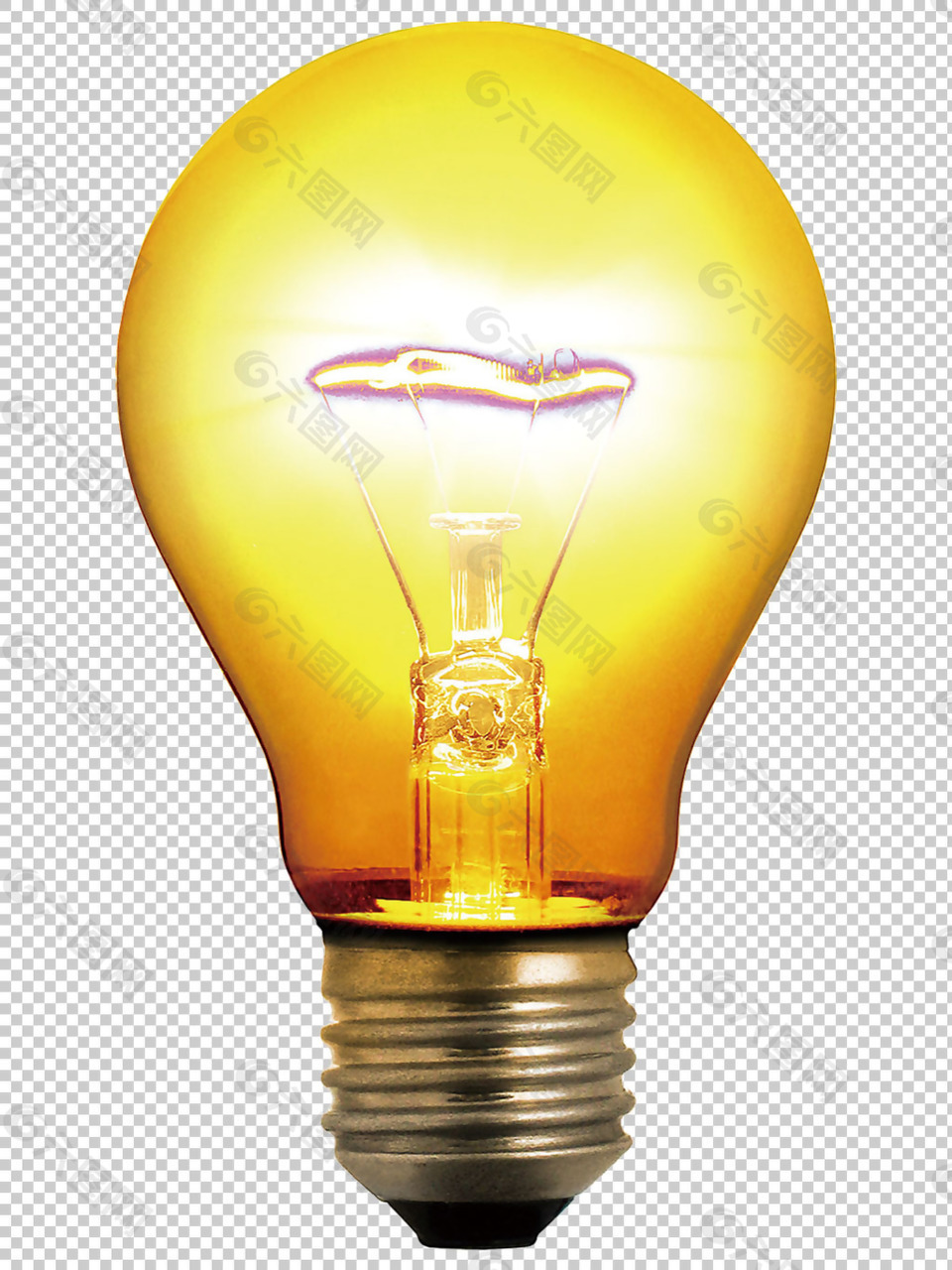 黄色亮光白炽灯泡免抠png透明图层素材