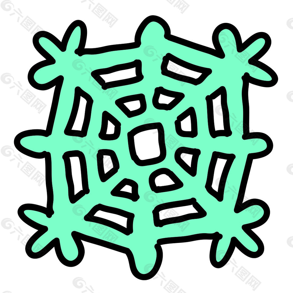 绿色冬天雪花天气icon图标设计