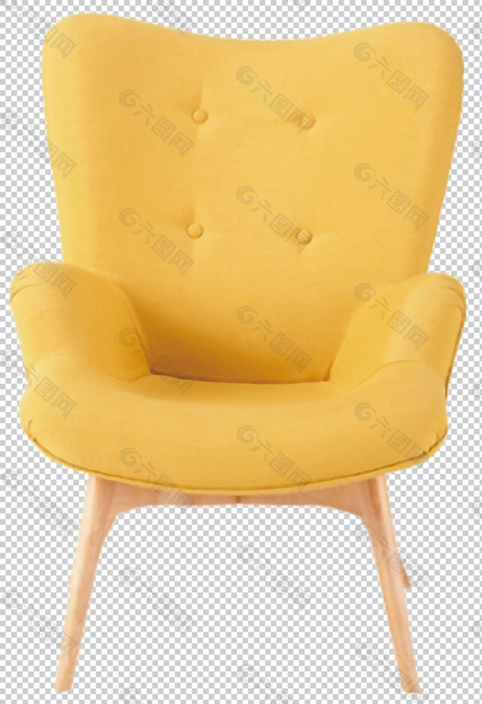 黄色皮质扶手椅免抠png透明图层素材