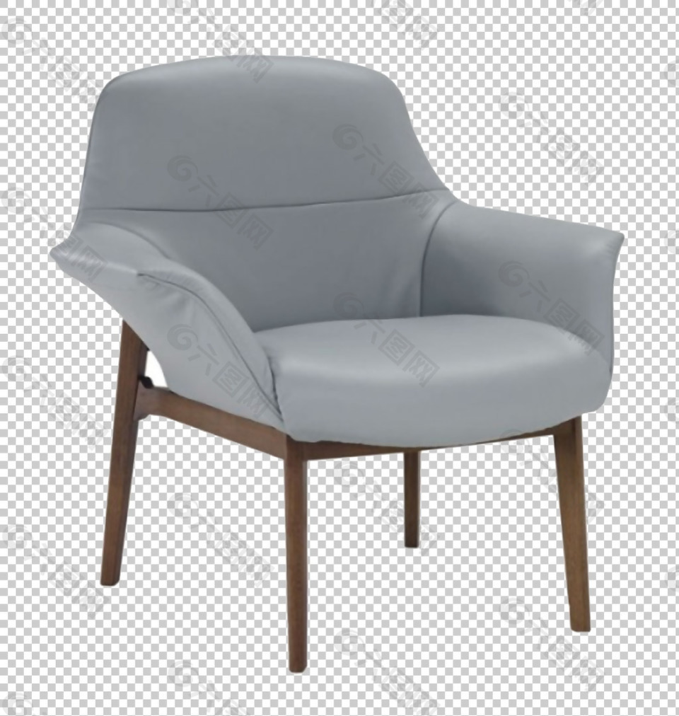 浅蓝色扶手椅免抠png透明图层素材