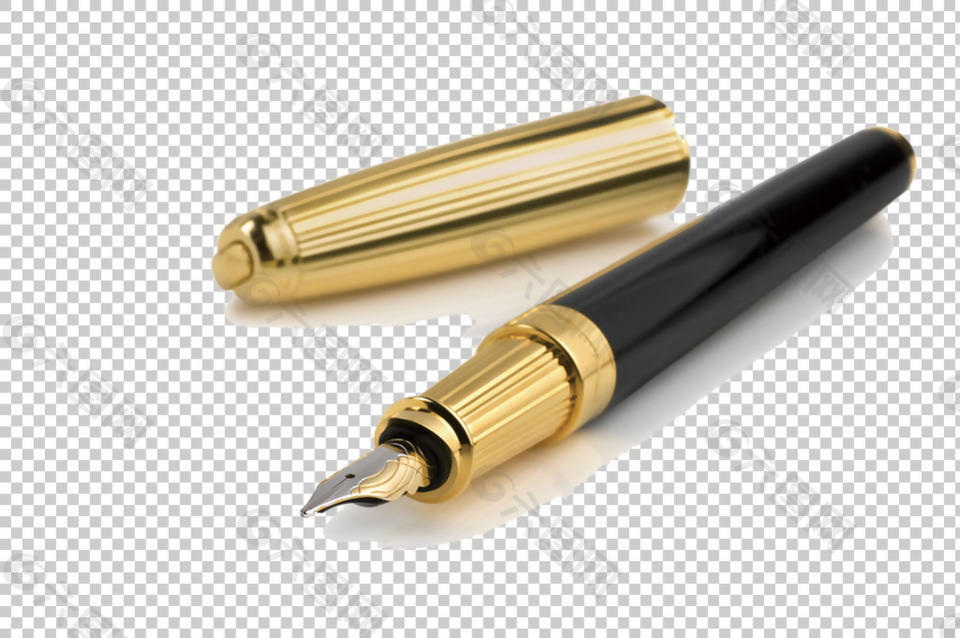 金色笔尖钢笔免抠png透明图层素材