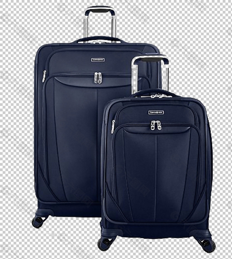 两个不同大小行李箱免抠png透明图层素材
