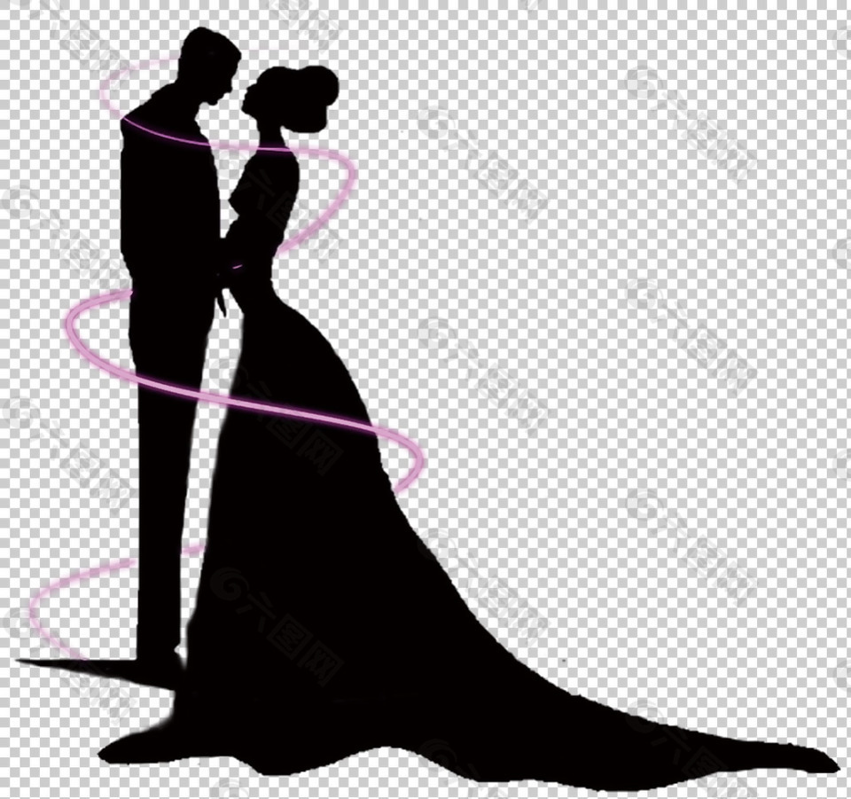 婚礼情侣剪影免抠png透明图层素材