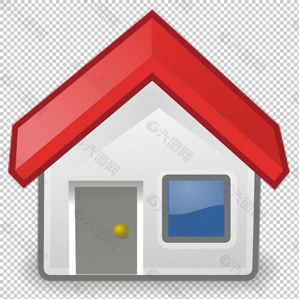 卡通红屋顶房子免抠png透明图层素材