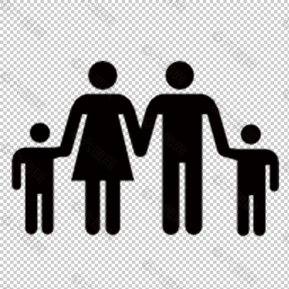 黑色简约家人图标免抠png透明图层素材