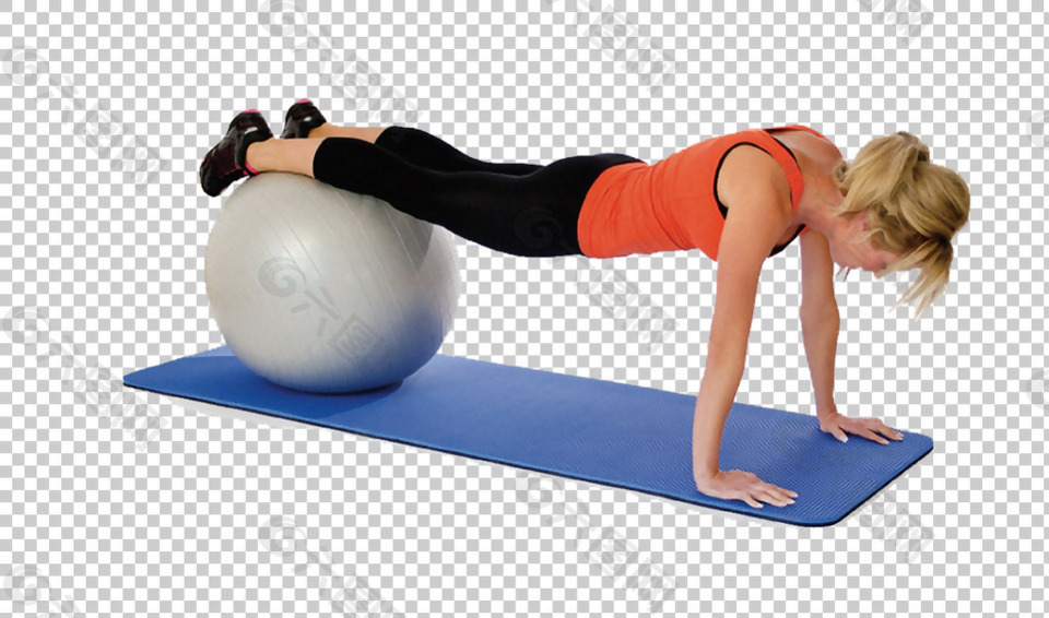 女人健身球免抠png透明图层素材