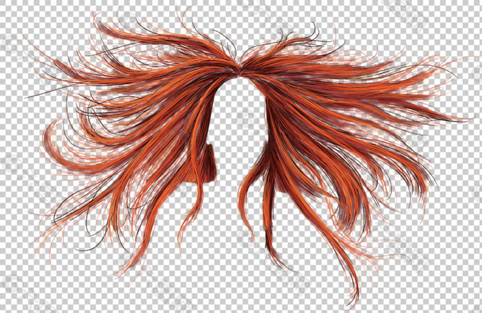 红色奔放的头发免抠png透明图层素材