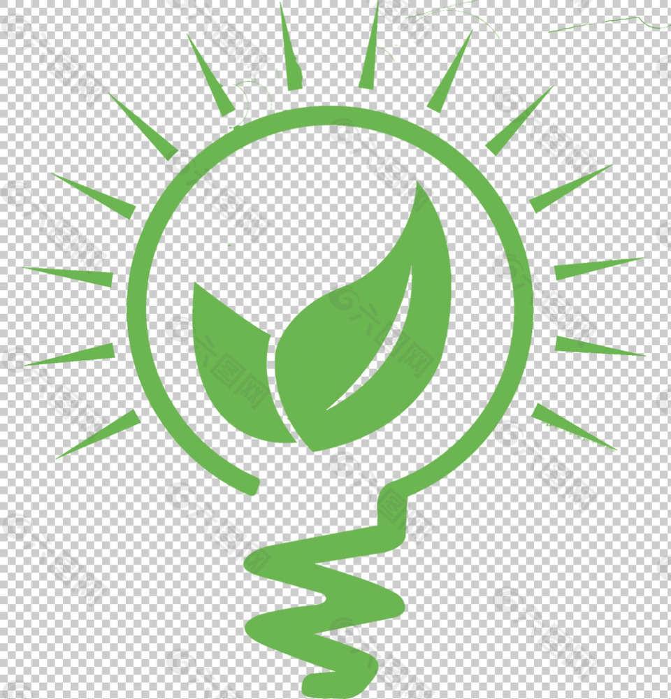 绿色节电灯泡图标免抠png透明图层素材