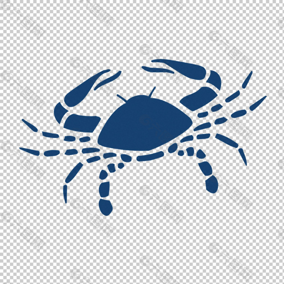巨蟹座蓝色螃蟹免抠png透明图层素材