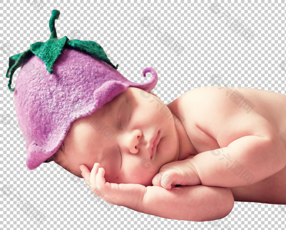 睡着的可爱婴儿图片免抠png透明图层素材