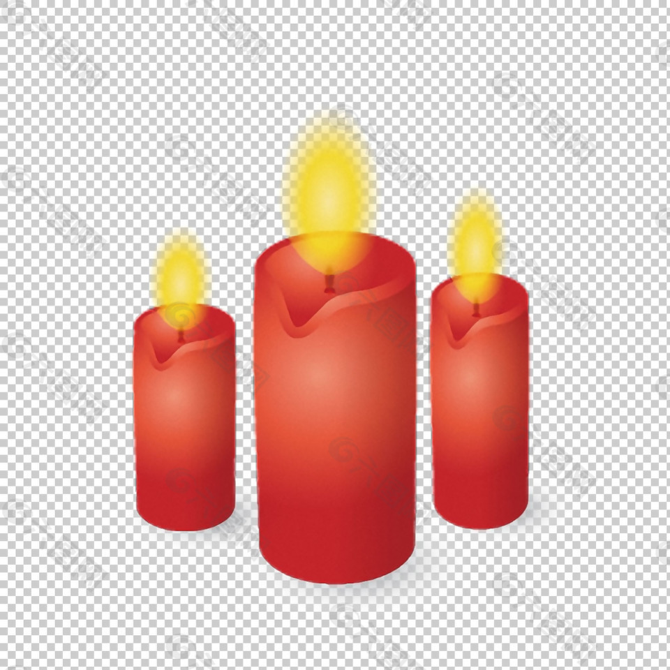 红色点燃的蜡烛免抠png透明图层素材