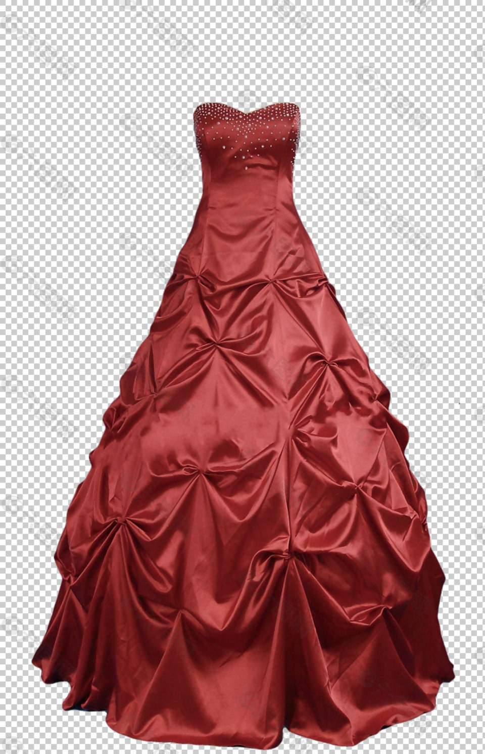 红色礼服连衣裙免抠png透明图层素材