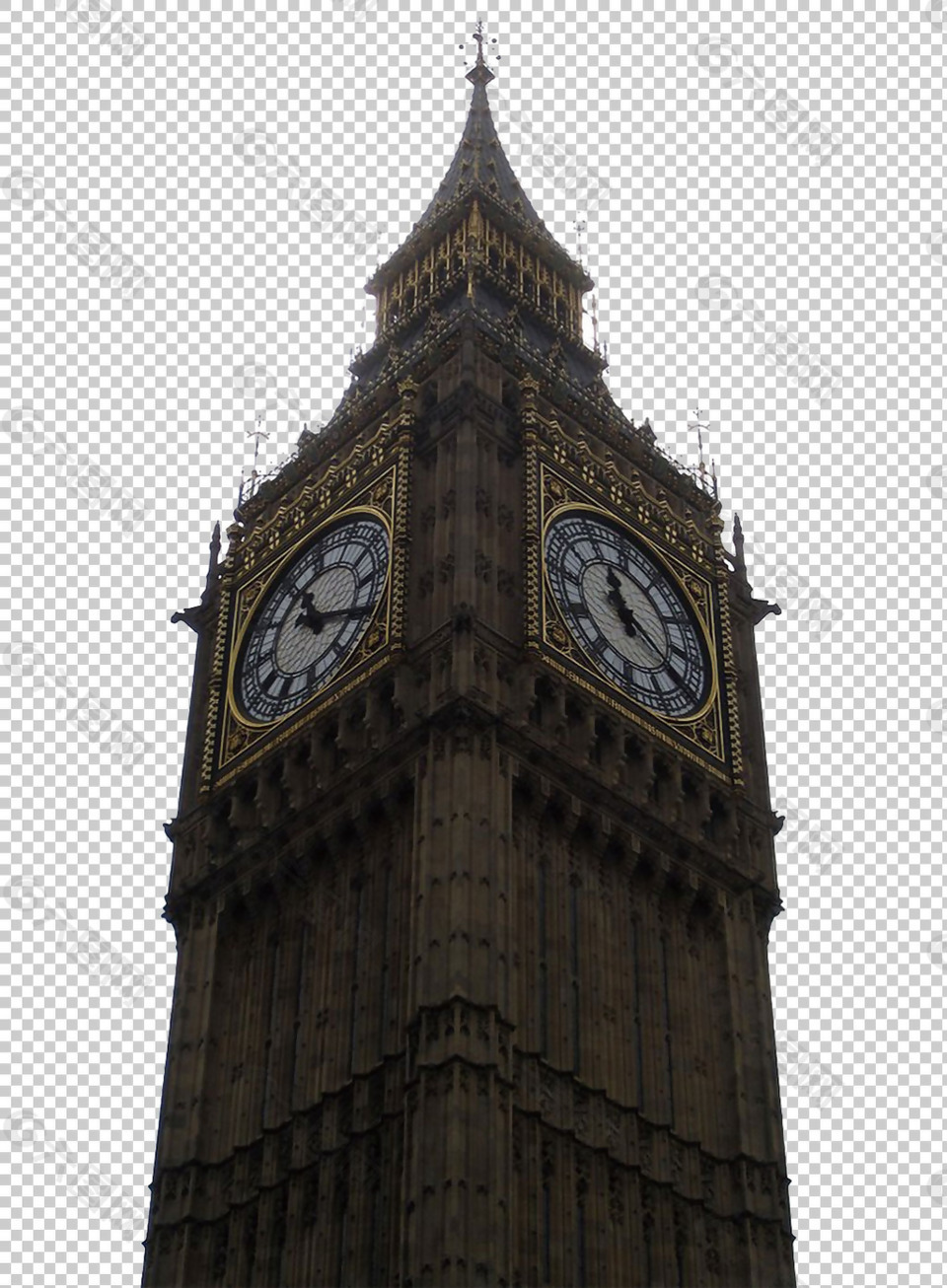 伦敦大本钟半侧面图免抠png透明图层素材