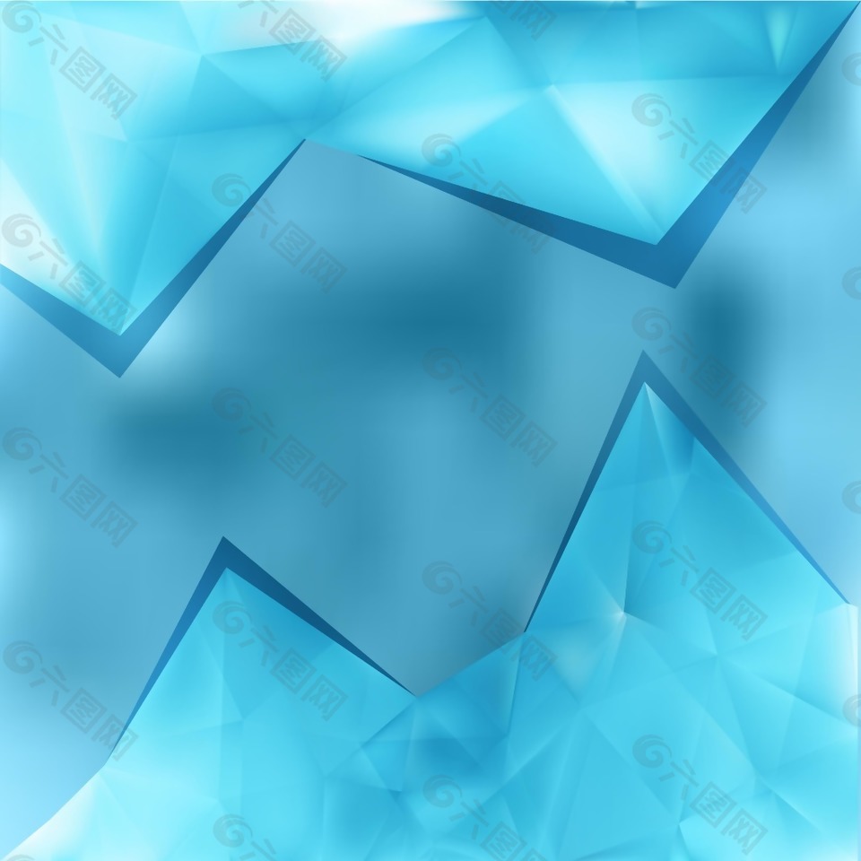 蓝色几何三角形海报背景模板
