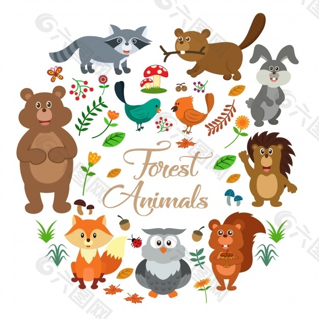 森林里的动物集合