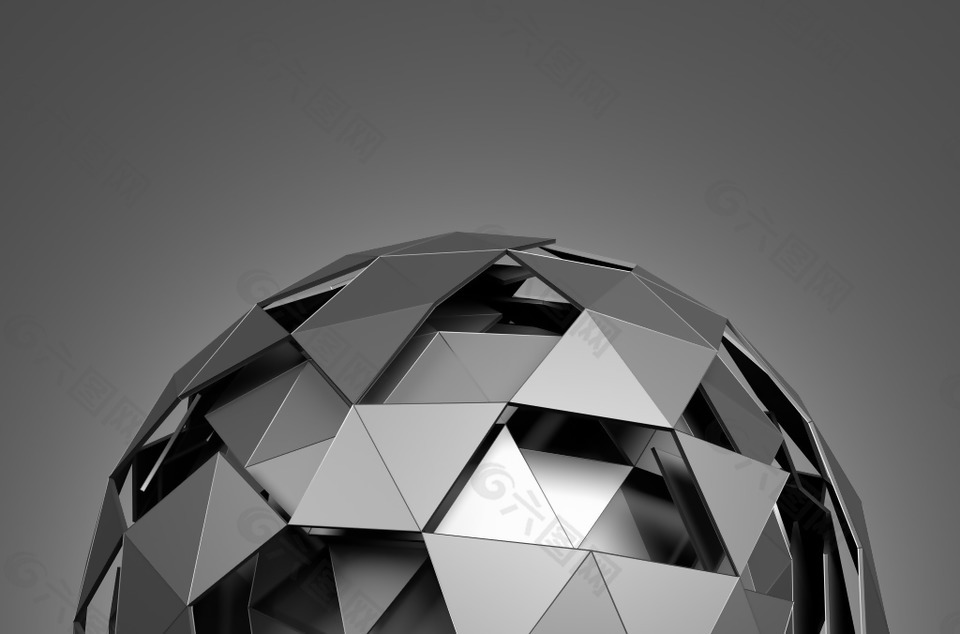 黑色球型几何科技金属球背景