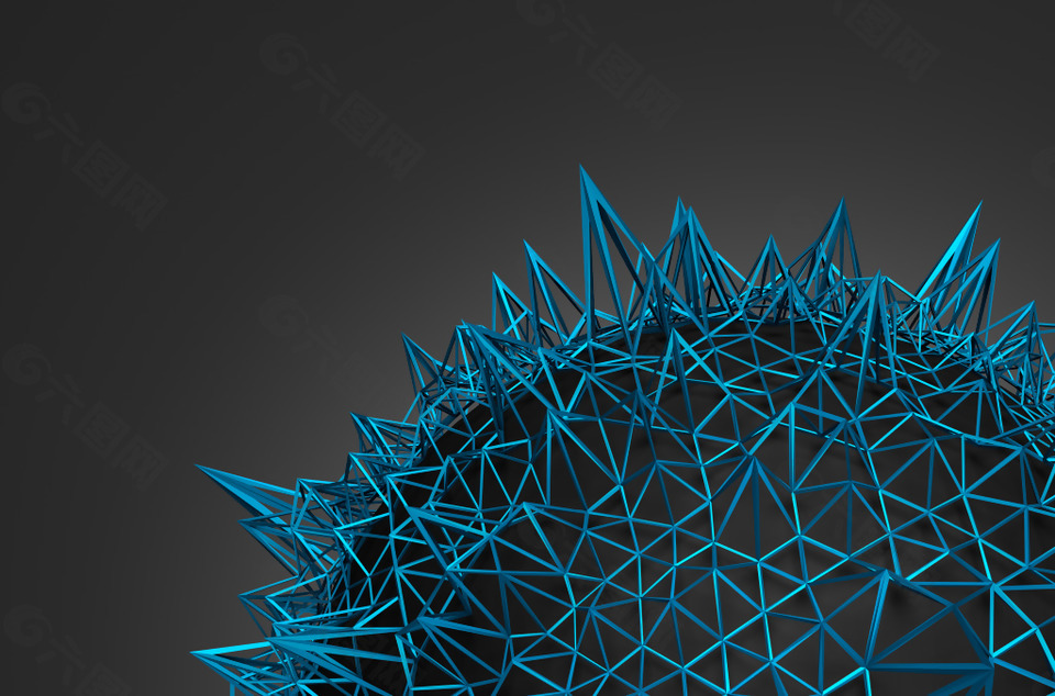 蓝色几何立体科技金属球背景