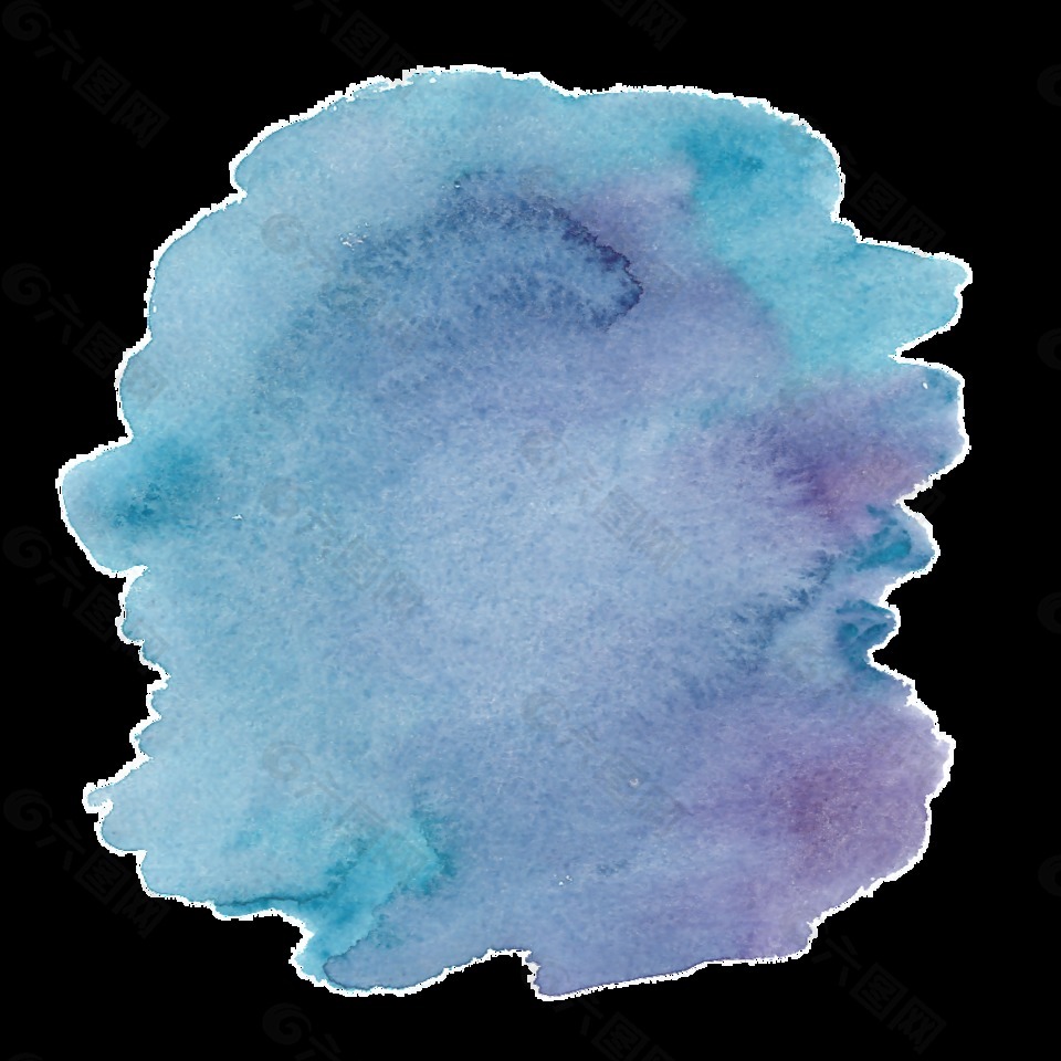 紫蓝色手绘水彩渲染卡通水彩素材设计元素素材免费下载 图片编号 六图网