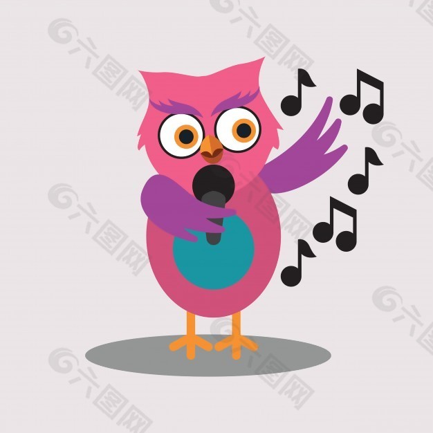 猫头鹰卡通人物可爱歌手