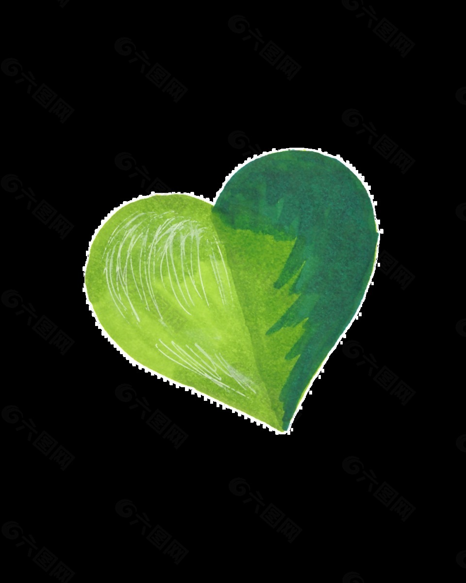 绿色爱心透明装饰素材