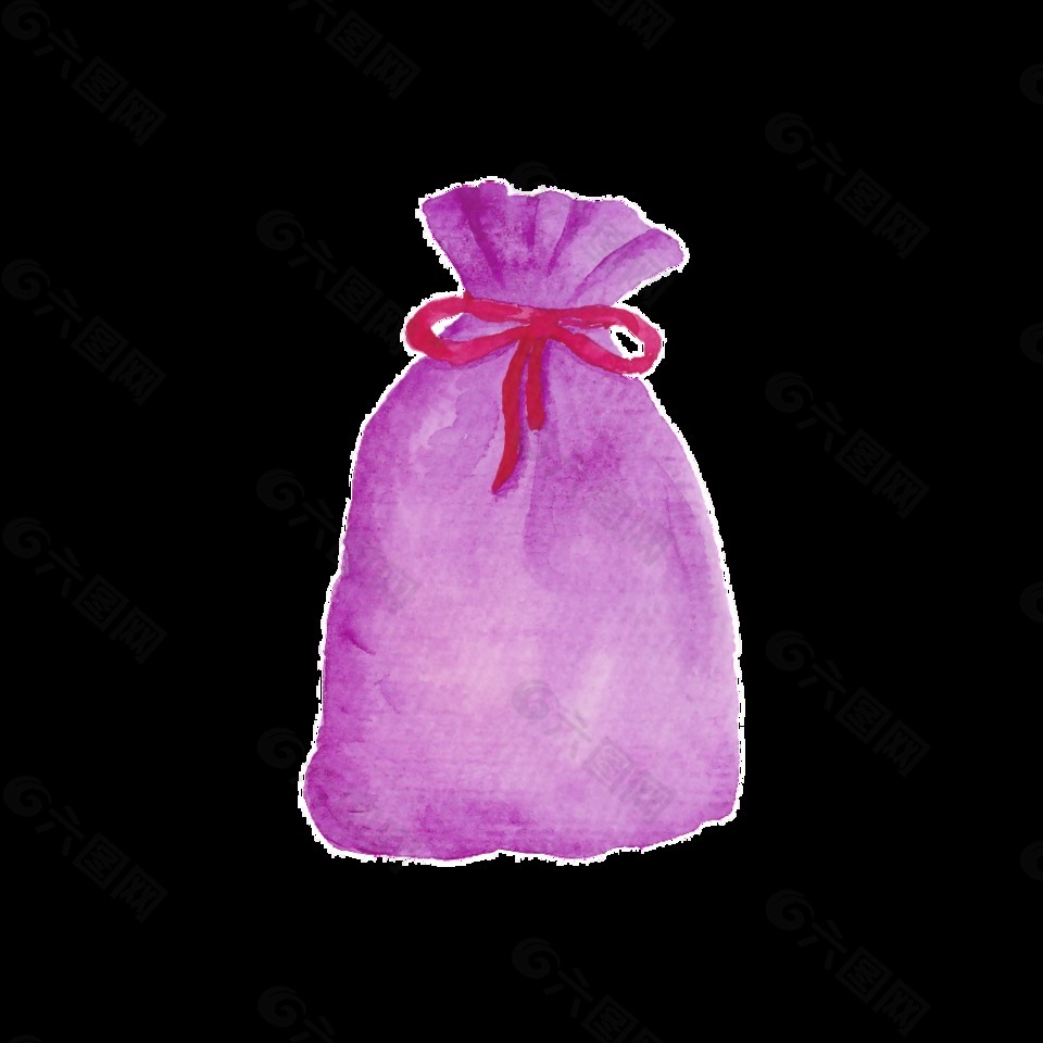 紫色袋子圣诞节透明装饰素材