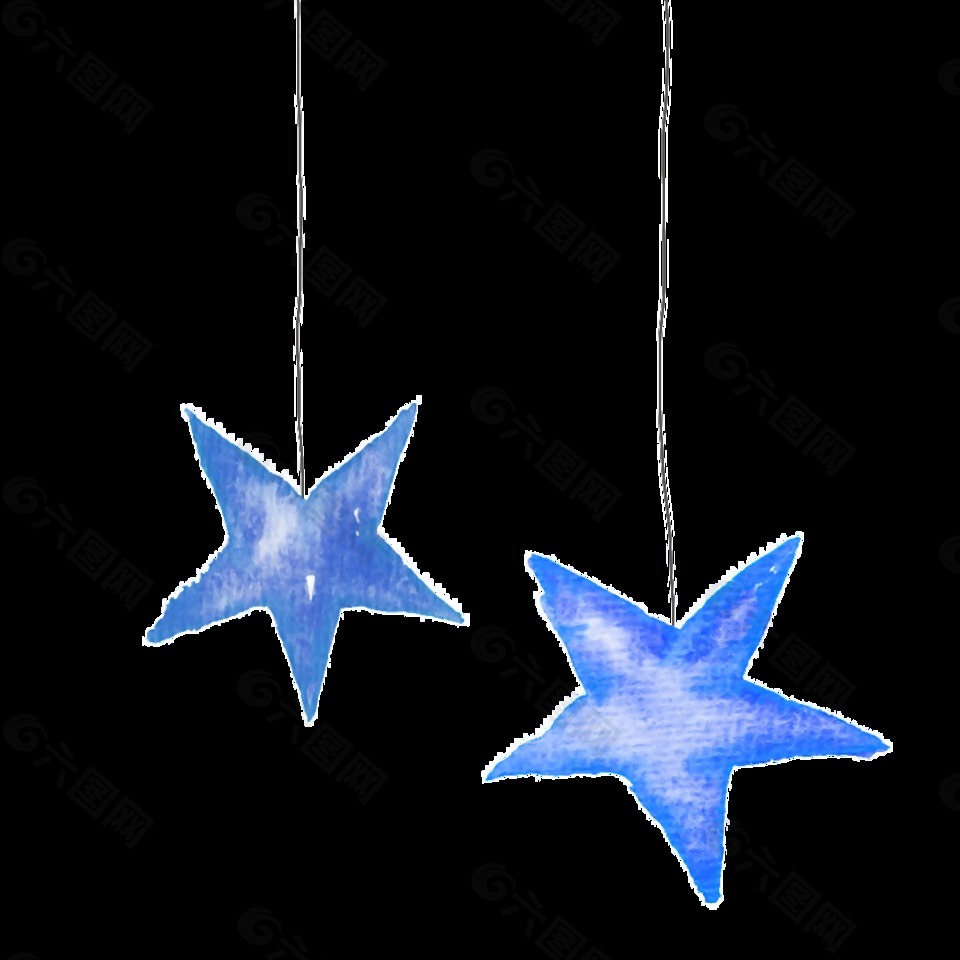 蓝色星星灯饰圣诞节透明装饰素材