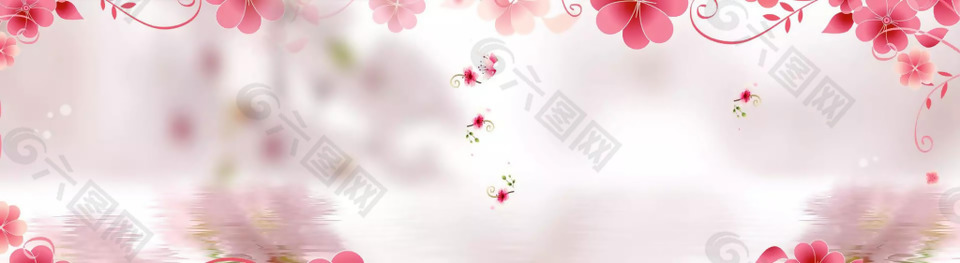 清新红色花朵banner背景素材