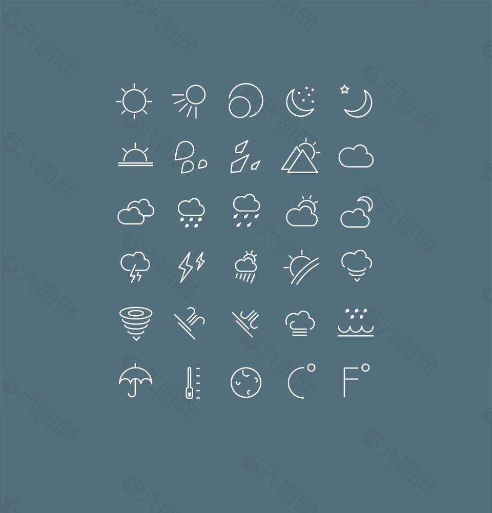 天气控件矢量icon图标设计