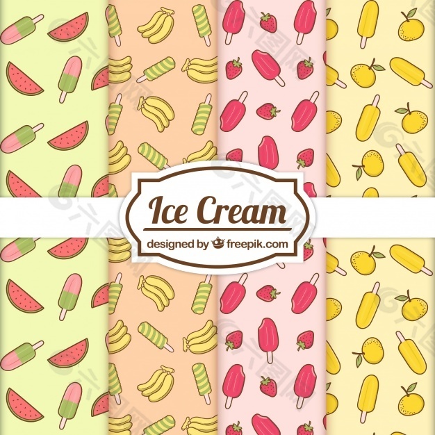 美妙的夏天模式，水果和冰淇淋
