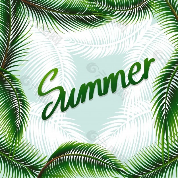 夏天的绿叶主题背景插图