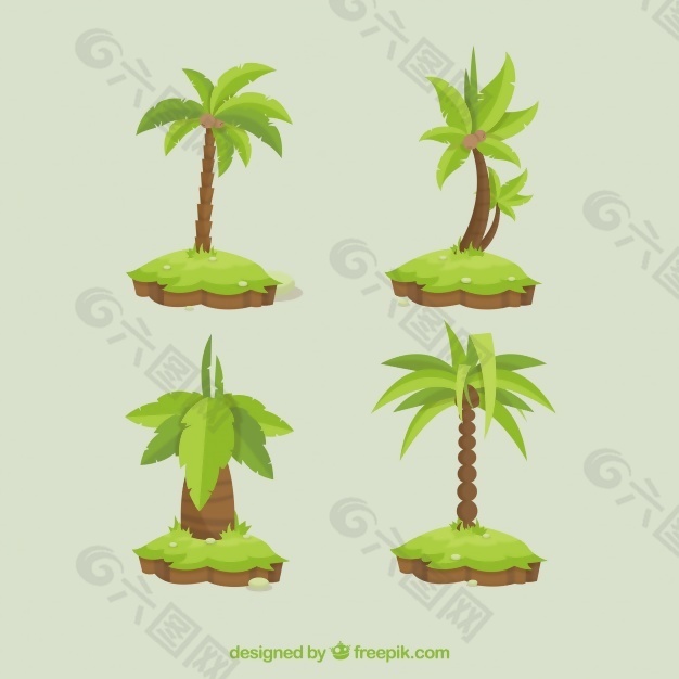 平面设计中的四棵棕榈树