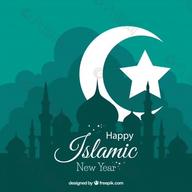 islamick新年背景的月亮和星星