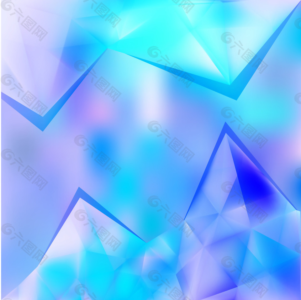 蓝紫色几何三角海报背景模板