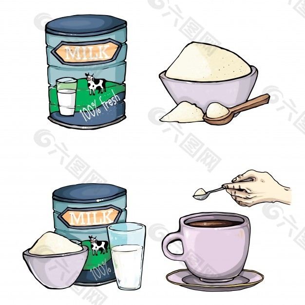 向量组的奶粉卡通插画