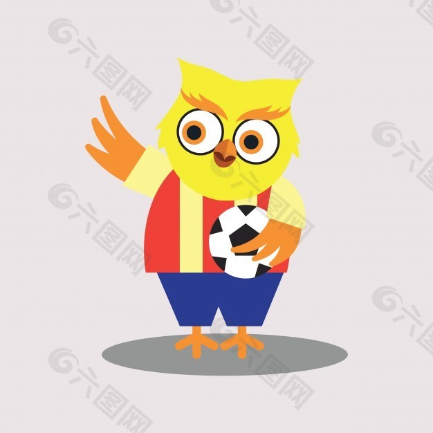 猫头鹰卡通角色可爱足球运动员