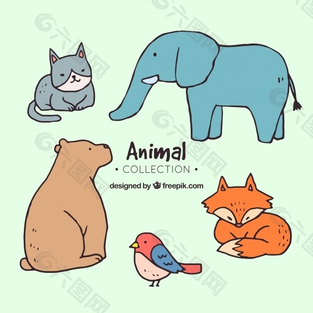 可爱动物手绘画
