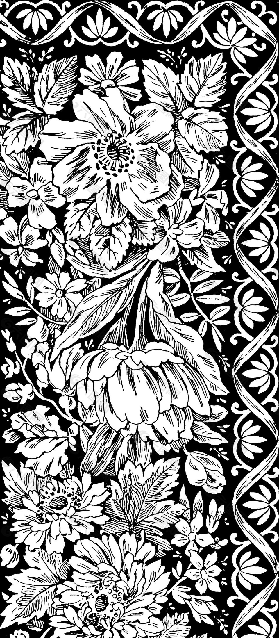 立体花卉复古花纹图背景
