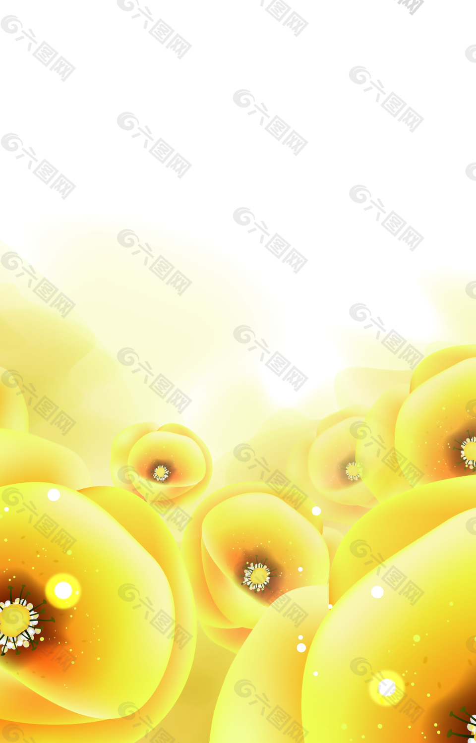 黄色光晕中的花朵背景素材