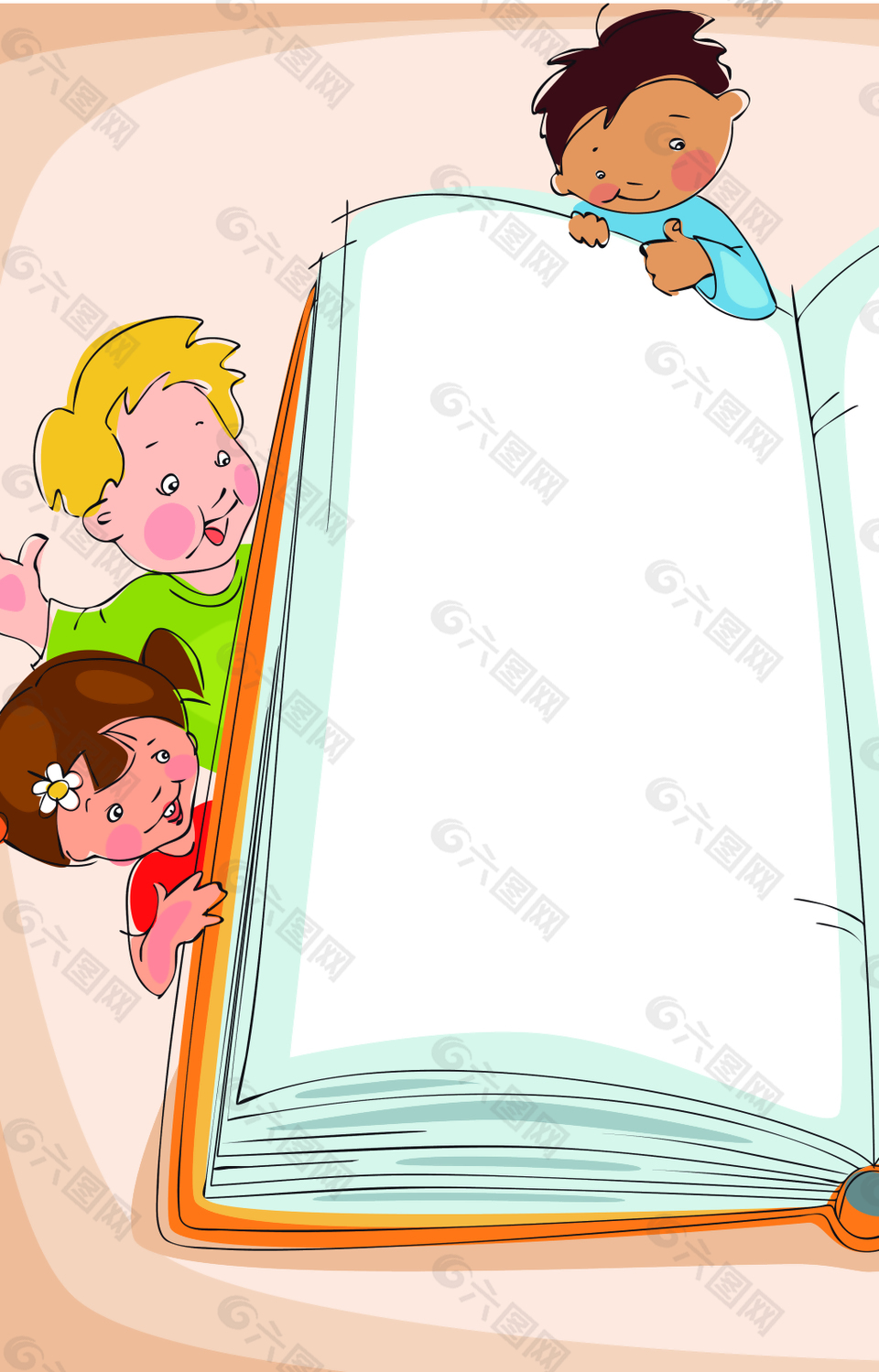 书本边上的小朋友背景素材